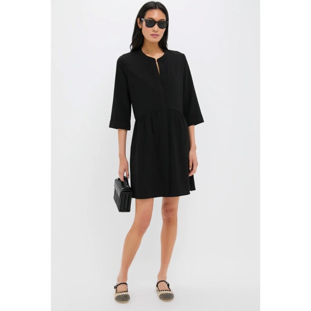 Tuckernuck Black Stretch Crepe Royal Shirt Dress in Black Size Medium